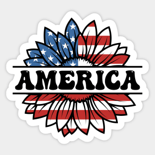 Sunflower American Flag Sticker